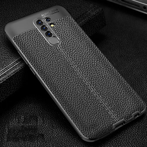 Soft Silicone Gel Leather Snap On Case Cover S01 for Xiaomi Redmi 9 Prime India Black