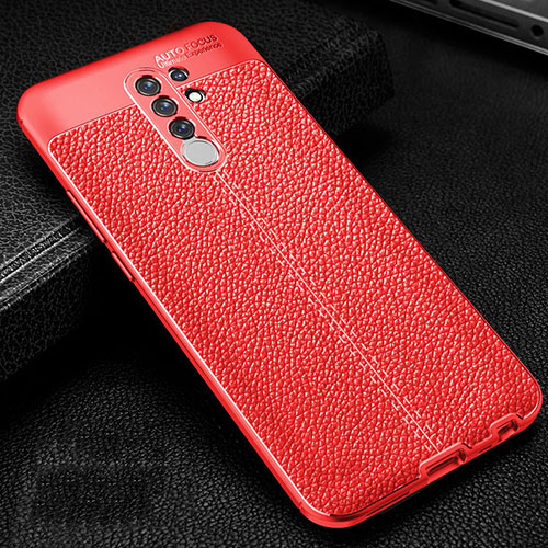 Soft Silicone Gel Leather Snap On Case Cover S01 for Xiaomi Redmi 9 Prime India Red