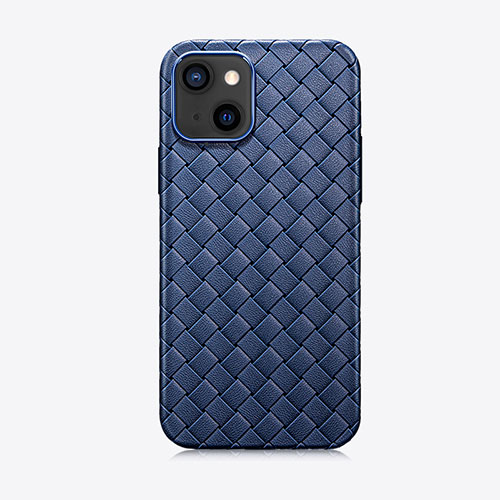 Soft Silicone Gel Leather Snap On Case Cover S02 for Apple iPhone 13 Mini Blue