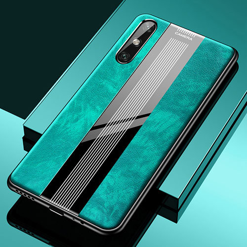 Soft Silicone Gel Leather Snap On Case Cover S02 for Huawei Enjoy 10e Green