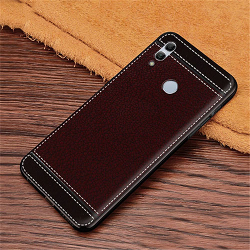 Soft Silicone Gel Leather Snap On Case Cover S02 for Huawei Honor 10 Lite Brown