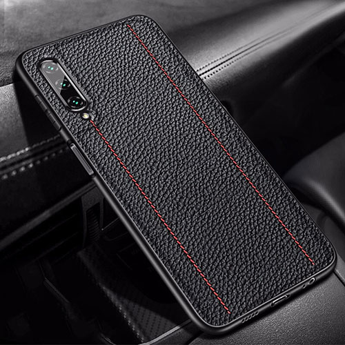 Soft Silicone Gel Leather Snap On Case Cover S02 for Huawei Honor 9X Pro Black