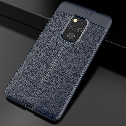 Soft Silicone Gel Leather Snap On Case Cover S02 for Huawei Mate 20 Blue