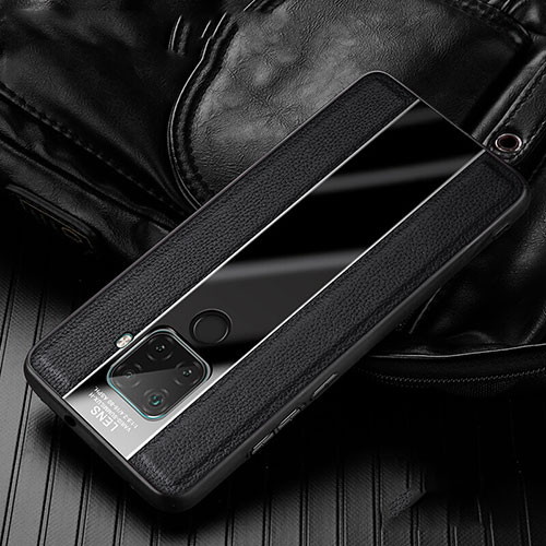 Soft Silicone Gel Leather Snap On Case Cover S02 for Huawei Mate 30 Lite Black