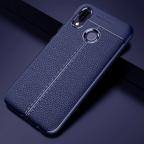 Soft Silicone Gel Leather Snap On Case Cover S02 for Huawei Nova 3e Blue