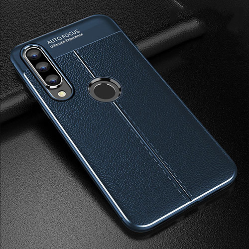 Soft Silicone Gel Leather Snap On Case Cover S02 for Huawei Nova 4e Blue