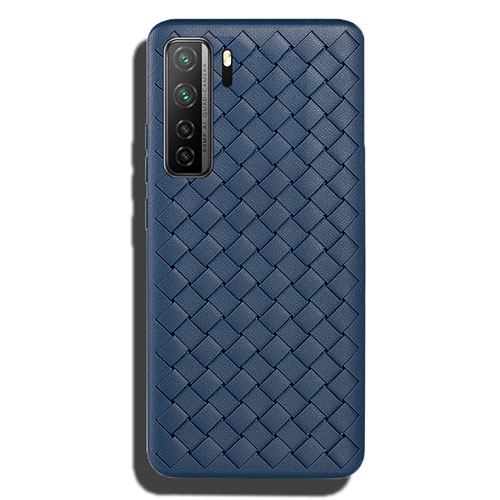 Soft Silicone Gel Leather Snap On Case Cover S02 for Huawei Nova 7 SE 5G Blue