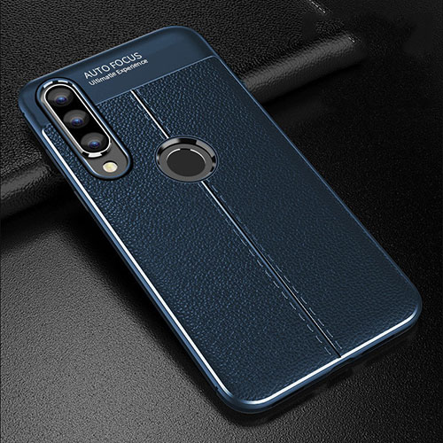 Soft Silicone Gel Leather Snap On Case Cover S02 for Huawei P30 Lite XL Blue