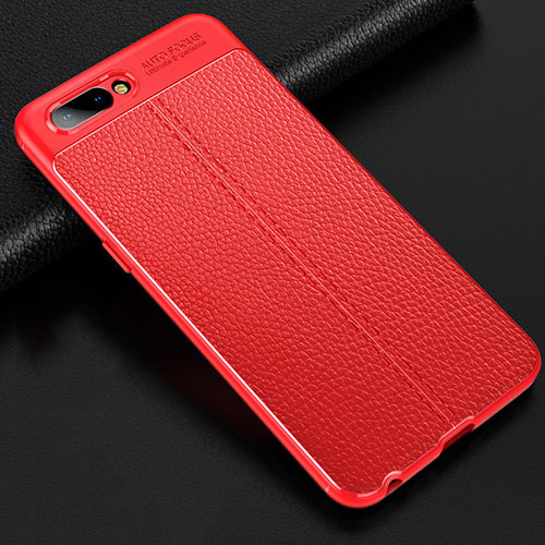Soft Silicone Gel Leather Snap On Case Cover S02 for Oppo A12e Red
