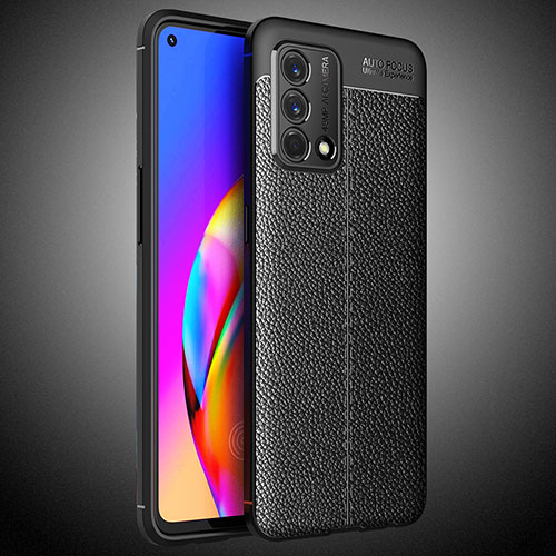 Soft Silicone Gel Leather Snap On Case Cover S02 for Oppo A74 4G Black