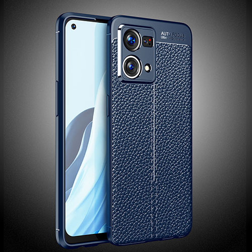 Soft Silicone Gel Leather Snap On Case Cover S02 for Oppo F21 Pro 4G Blue