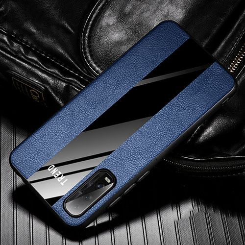 Soft Silicone Gel Leather Snap On Case Cover S02 for Oppo Find X2 Blue