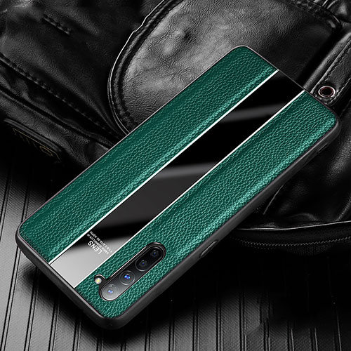 Soft Silicone Gel Leather Snap On Case Cover S02 for Oppo Find X2 Lite Green