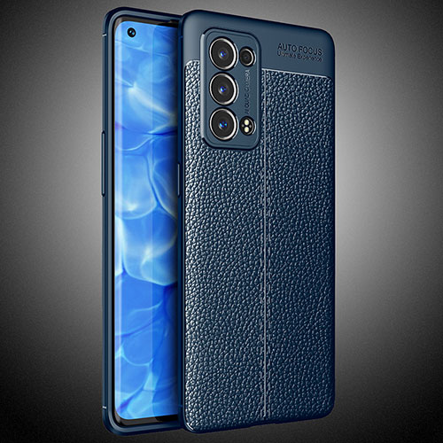 Soft Silicone Gel Leather Snap On Case Cover S02 for Oppo Reno6 Pro 5G Blue