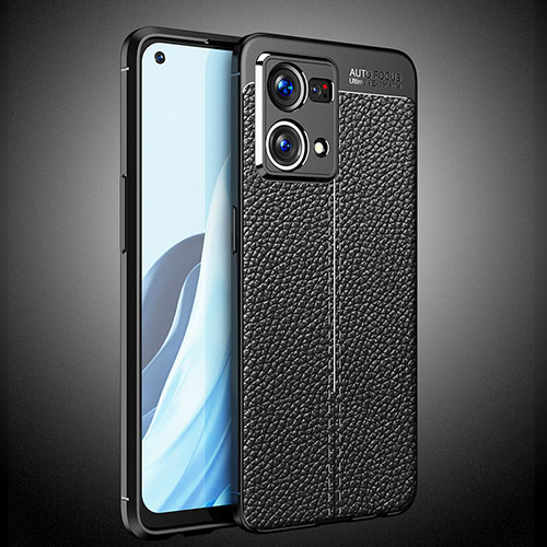 Soft Silicone Gel Leather Snap On Case Cover S02 for Oppo Reno7 4G Black