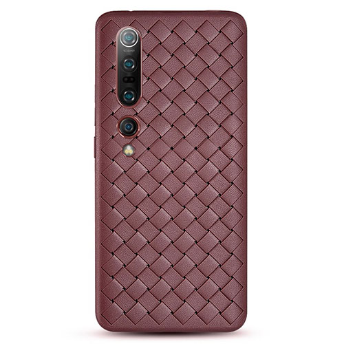 Soft Silicone Gel Leather Snap On Case Cover S02 for Xiaomi Mi 10 Pro Brown