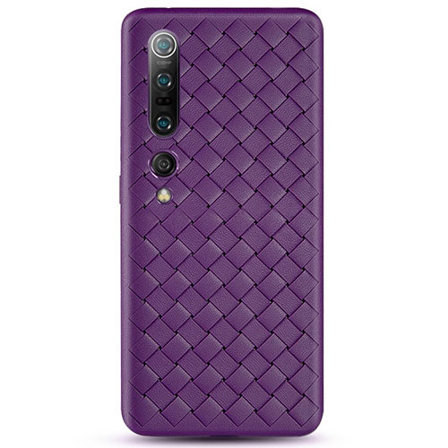 Soft Silicone Gel Leather Snap On Case Cover S02 for Xiaomi Mi 10 Pro Purple