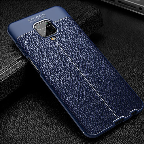 Soft Silicone Gel Leather Snap On Case Cover S02 for Xiaomi Redmi Note 9 Pro Blue
