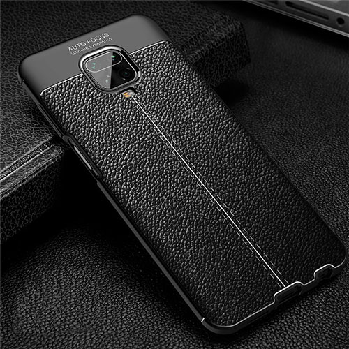 Soft Silicone Gel Leather Snap On Case Cover S02 for Xiaomi Redmi Note 9S Black