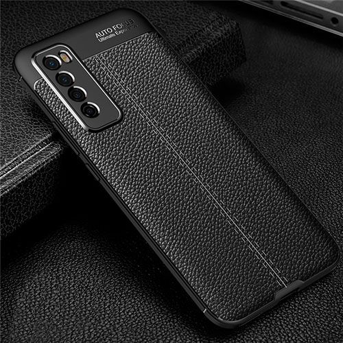 Soft Silicone Gel Leather Snap On Case Cover S03 for Huawei Nova 7 5G Black