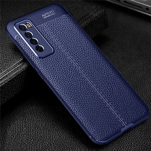 Soft Silicone Gel Leather Snap On Case Cover S03 for Huawei Nova 7 5G Blue