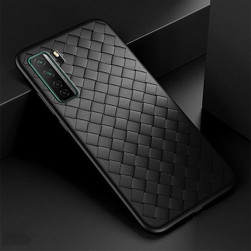 Soft Silicone Gel Leather Snap On Case Cover S03 for Huawei Nova 7 SE 5G Black