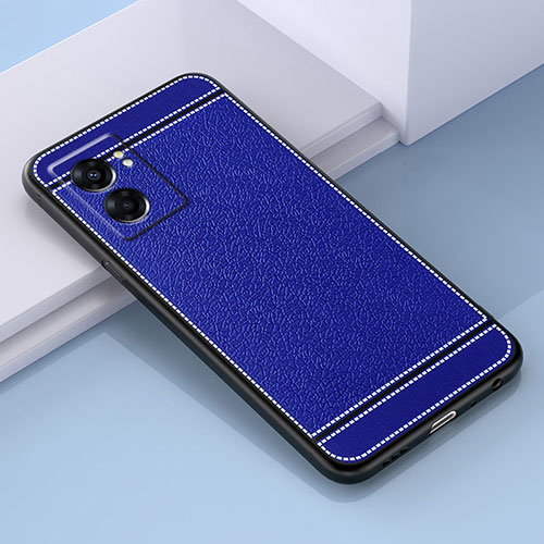 Soft Silicone Gel Leather Snap On Case Cover S03 for OnePlus Nord N300 5G Blue