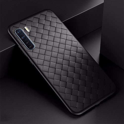 Soft Silicone Gel Leather Snap On Case Cover S03 for Oppo A91 Black