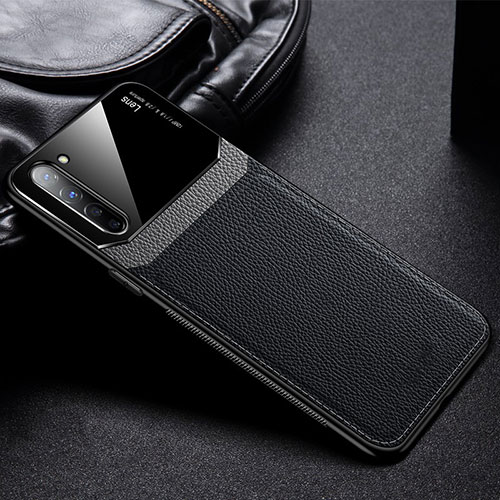 Soft Silicone Gel Leather Snap On Case Cover S03 for Oppo F15 Black