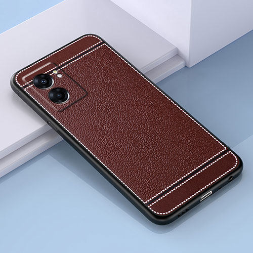 Soft Silicone Gel Leather Snap On Case Cover S03 for Realme V23 5G Brown