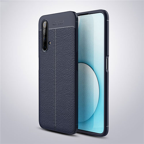 Soft Silicone Gel Leather Snap On Case Cover S03 for Realme X50m 5G Blue