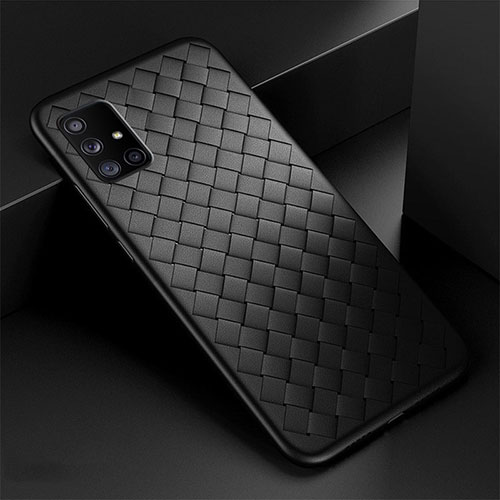 Soft Silicone Gel Leather Snap On Case Cover S03 for Samsung Galaxy A71 5G Black