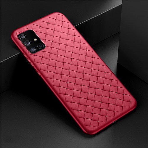 Soft Silicone Gel Leather Snap On Case Cover S03 for Samsung Galaxy A71 5G Red