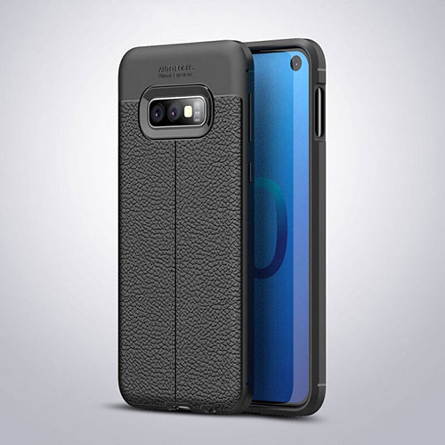 Soft Silicone Gel Leather Snap On Case Cover S03 for Samsung Galaxy S10e Black