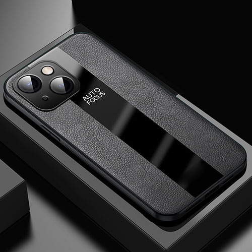 Soft Silicone Gel Leather Snap On Case Cover S04 for Apple iPhone 13 Mini Black