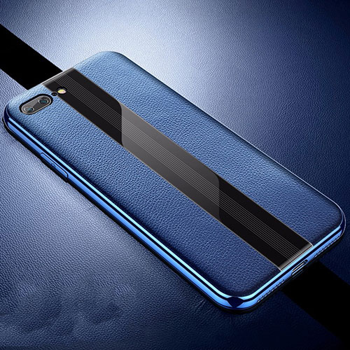 Soft Silicone Gel Leather Snap On Case Cover S04 for Apple iPhone 8 Plus Blue