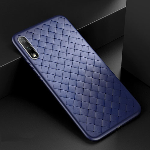 Soft Silicone Gel Leather Snap On Case Cover S04 for Huawei Honor 9X Blue