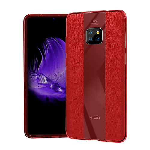 Soft Silicone Gel Leather Snap On Case Cover S04 for Huawei Mate 20 Pro Red
