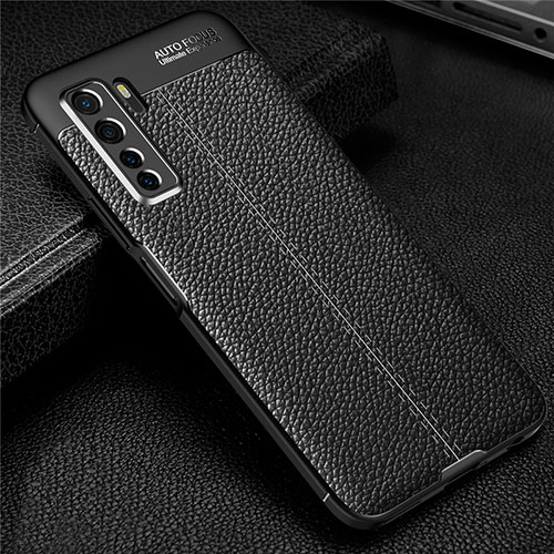 Soft Silicone Gel Leather Snap On Case Cover S04 for Huawei Nova 7 SE 5G Black