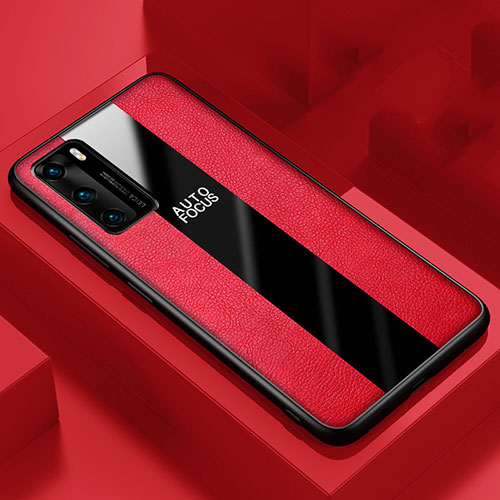 Soft Silicone Gel Leather Snap On Case Cover S04 for Huawei P40 Red