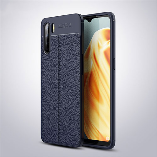 Soft Silicone Gel Leather Snap On Case Cover S04 for Oppo A91 Blue