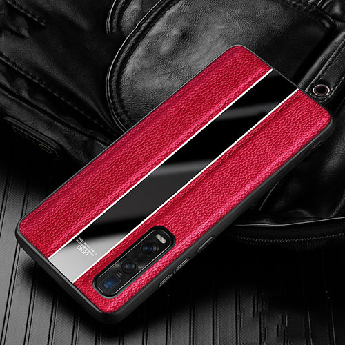 Soft Silicone Gel Leather Snap On Case Cover S04 for Oppo Find X2 Pro Red
