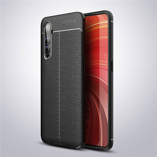 Soft Silicone Gel Leather Snap On Case Cover S04 for Realme X50 Pro 5G Black