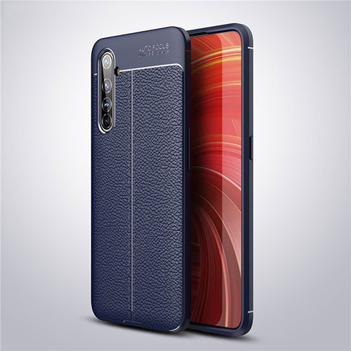 Soft Silicone Gel Leather Snap On Case Cover S04 for Realme X50 Pro 5G Blue