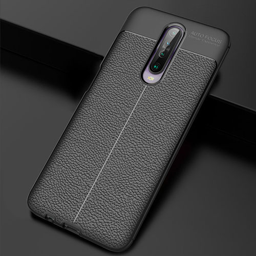 Soft Silicone Gel Leather Snap On Case Cover S04 for Xiaomi Poco X2 Black