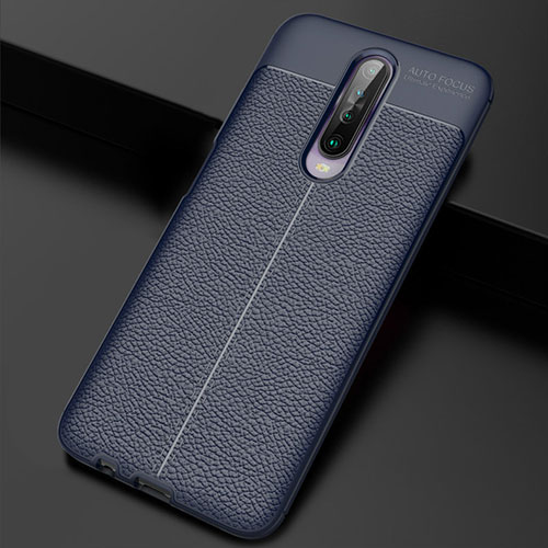 Soft Silicone Gel Leather Snap On Case Cover S04 for Xiaomi Poco X2 Blue