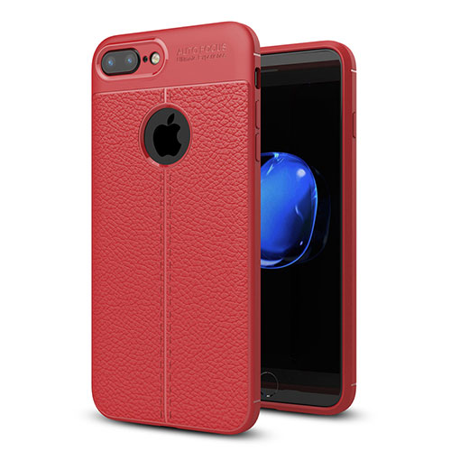 Soft Silicone Gel Leather Snap On Case Cover S05 for Apple iPhone 7 Plus Red