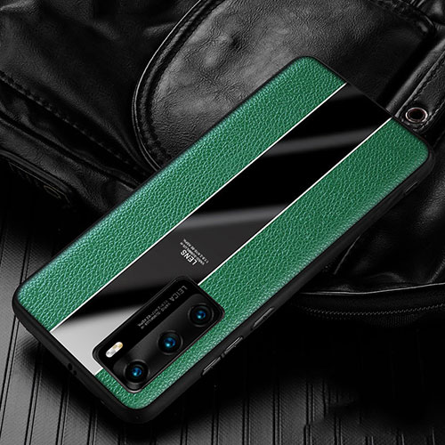 Soft Silicone Gel Leather Snap On Case Cover S05 for Huawei P40 Green