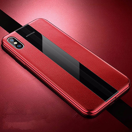 Soft Silicone Gel Leather Snap On Case Cover S06 for Apple iPhone Xs Red