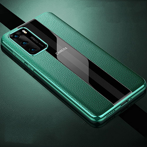 Soft Silicone Gel Leather Snap On Case Cover S06 for Huawei P40 Green